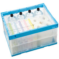 【折りたたみコンテナ】 三甲 「現場のチカラ」 オリコンL51B 50L ライトブルー／透明 1セット（5個入×6箱）  オリジナル