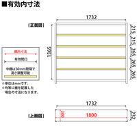 プラス KR軽量ラック (天地6段) 幅1812×奥行312×高さ1500mm ライトグレー KR-1183-6 LG 1台 (4梱包)