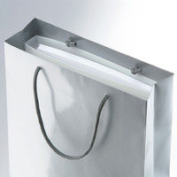 手提げ紙袋　ミラーフィルムタイプ　丸紐　シルバー　L　1箱（90枚：5枚入×18袋）　アスクル  オリジナル