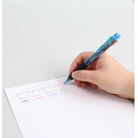 トンボ鉛筆【Reporter】多色ボールペン　リポーター　4色（黒/赤/青/緑）　油性　0.7mm　透明ブルー　BC-FRC40　5本