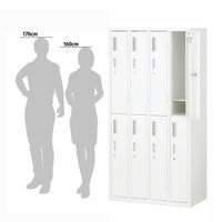 Ceha 抗菌 OAスチールロッカー 4連2段8人用 シリンダー錠 ホワイト 幅900×奥行515×高さ1790mm 1台（4梱包）  組立式（取寄品）