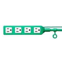 サンワサプライ 電源タップ（高強度タップ） グリーン 踏みつけ・よじれ・挟み込み対応RoHS指令対応 3P式4個口 10mTAP-HP4-10G 1個（直送品）