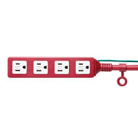 サンワサプライ 電源タップ（高強度タップ） レッド 踏みつけ・よじれ・挟み込み対応/RoHS指令対応 3P式 4個口 5m TAP-HP4-5R 1個（直送品）