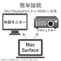 変換アダプタ miniDisplayPort[オス] - VGA(D-Sub15ピン)[メス] ホワイト AD-MDPVGAWH エレコム 1個