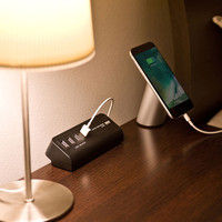 サンワサプライ クランプ式USB充電器（USB4ポート・ブラック） ACA-IP50BK 1個（直送品）