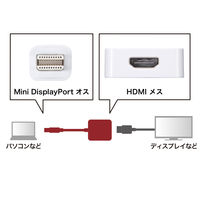 サンワサプライ 4K対応Mini DisplayPort-HDMI変換アダプタ AD-MDPHD008 1個