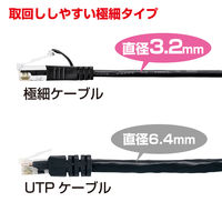 サンワサプライ カテゴリ6準拠極細LANケーブル 極細タイプ 2m ブラック KB-SL6-02BK