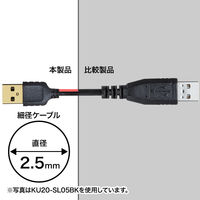 サンワサプライ 極細USBケーブル A-Bタイプ ホワイト 2m USB2.0 KU20-SL20W 1本（直送品）