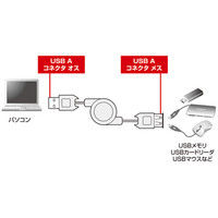 USB Aケーブル　USB-A（オス）USB-A（メス）　0.8m　USB2.0　KU-M08ENBK　サンワサプライ　1本（直送品）