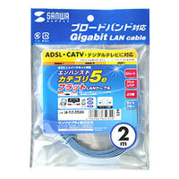 サンワサプライ エンハンスドカテゴリ5撚線フラットケーブル2m ライトブルー LA-FL5-02LBK 1本