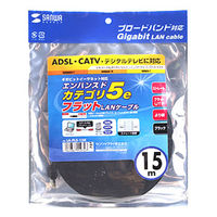 サンワサプライ カテゴリ5撚線フラットケーブル15m ブラック LA-FL5-15K 1本