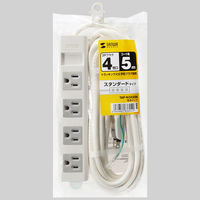 延長コード 電源タップ 5m 3P（ピン） 4個口 ライトグレー TAP-N3450N サンワサプライ 1個