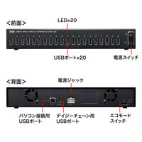 サンワサプライ USB2.0 20ポートハブ USB-2HCS20 1個