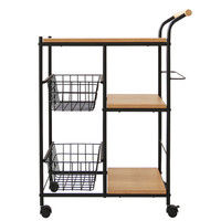 【軒先渡し】ヤマソロ カシェット スチールキッチンワゴン スチールかご タオル掛け ハンドル ブラック 85-384 1台（直送品）