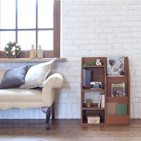 白井産業 リベルア マガジンラック 幅566×奥行296×高さ776mm ダークブラウン ダブル棚板 LIB-8055BS DK 1台（直送品）