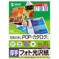 サンワサプライ カラーレーザー用フォト光沢紙・厚手 LBP-KAGNB5N 1冊（直送品）
