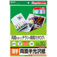 サンワサプライ カラーレーザー用半光沢紙・薄手 LBP-KCNA4N 1冊（直送品）
