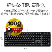キーボード 有線 1000万回耐久 メカニカルライク USBハブ付 メンブレン ブラック TK-FCM094HBK 1個（直送品）