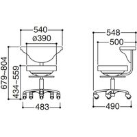 オカムラ スツール　背付回転式　ミドルタイプ　ゴムキャスター　ビニールレザー張り（耐アルコール性、耐次亜塩素酸 LU19JG PB22 1脚（直送品）