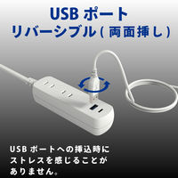 トップランド 延長コード 電源タップ 2m 2個口 USBーA+C充電付 PD対応 両面挿し TPD40-WT 1個