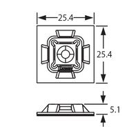 エスコ 25.4x25.4mm結束バンド用ベース(粘着付/100個) EA475GB-12A 1パック(100個)（直送品）