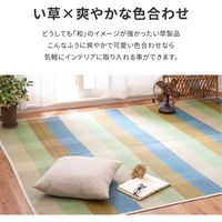 萩原 カラフル い草センターラグ チェッカー 1760×1760mm グリーン 81956000 1枚（直送品）