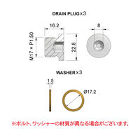 レックス オイルドレンボルト3本(ワッシャー3枚付) M17xP1.5 RT06-1061-1715B 1セット（直送品）