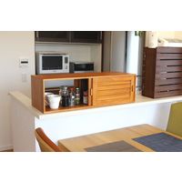 オスマック オスマック 天然木ルーバー扉カウンター上収納 幅80ライトブラウン BL-8028LB　1台（直送品）