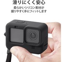 GoPro HERO9 Black用 シリコンケース ハンドストラップ付き アクションカメラ 黒 AC-GP9BSSCBK エレコム 1個