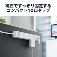 延長コード 電源タップ コンセント 5m 10個口 一括スイッチ 雷ガード マグネット付 白 ECT-1550WH エレコム 1個（直送品）