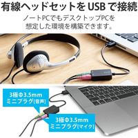 エレコム USBオーディオ変換アダプタ/0.15m/ブラック USB-AADC02BK 1個（直送品）