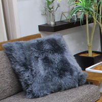 長毛ムートンカラーピロークッション 50×50cm チョコ ピロークッション（直送品）