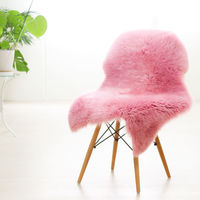 ムートンフリース ファーストレーベル 1匹物 ピンク ムートンラグ リアル ふわふわ ファー マット カーペット 裏無し（直送品）