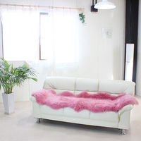 ムートンフリース ファーストレーベル 2匹物 ピンク ムートンラグ リアル ふわふわ ファー マット カーペット 裏無し（直送品）