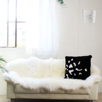 ムートンフリース ファーストレーベル 4匹物 ピンク ムートンラグ リアル ふわふわ ファー マット カーペット 裏無し（直送品）