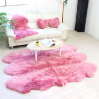 ムートンフリース ファーストレーベル 6匹物 バーガンディ ムートンラグ リアル ふわふわ ファー マット カーペット 裏無し（直送品）