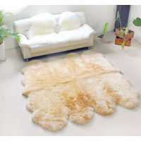 ムートンフリース ファーストレーベル 8匹物 ピンク ムートンラグ リアル ふわふわ ファー マット カーペット 裏無し（直送品）