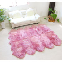 ムートンフリース ファーストレーベル 10匹物 ピンク ムートンラグ リアル ふわふわ ファー マット カーペット 裏無し（直送品）