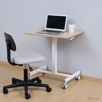 YAMAZEN レバー式昇降パーソナルデスク 幅650×奥行480mm ウッドナチュラル SUP-6550(WN/MWH) 1台（直送品）
