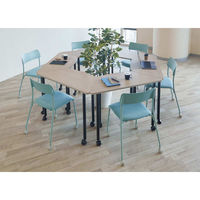 ストア・エキスプレス キャスター付きミーティングテーブル グレーオーク 23345-110 1台 61-830-85-1（直送品）