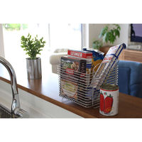 ビーワーススタイル キッチンバスケット L 取っ手付き スタッキング可能 日本製 シルバー SS-310145 1個（直送品）