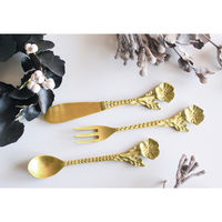 キーストーン フォーク 13.5cm ブラスカトラリー フラワー ポピー ブラス ゴールド 404346 1個（直送品）