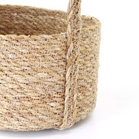 トモ・コーポレーション かご ハンドルバスケット ナチュラルシーグラス オーバル M 持ち手付き 477893 1個（直送品）