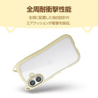 iPhone17 ケース ハイブリッド 磁気吸着対応メタルステッカー付 猫耳 キナコ PM-A25AFCCATBE エレコム 1個（直送品）