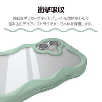 iPhone17 ケース ハイブリッド 衝撃吸収 磁気吸着対応メタルステッカー付 グリーン PM-A25AFCWAVEGN エレコム 1個（直送品）