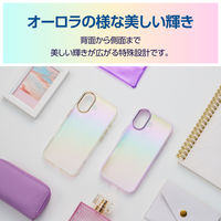 iPhone17 ケース ハイブリッド 磁気吸着対応メタルステッカー付 オーロラ クリア PM-A25AHVCACR エレコム 1個（直送品）