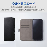 iPhone17 ケース 手帳型 マグネット フラップ 衝撃吸収 スタンド機能付 ブラック PM-A25APLFUSBK エレコム 1個（直送品）