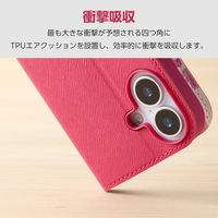 iPhone17 ケース レザー 手帳型 マグネット 衝撃吸収 花柄 ディープピンク PM-A25APLFUJPND エレコム 1個（直送品）