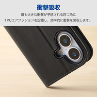 iPhone17 ケース レザー 手帳型 マグネット ハンドストラップ付 ブラック PM-A25APLFY4BK エレコム 1個（直送品）