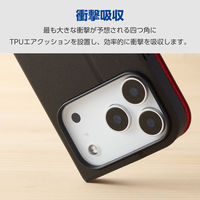 iPhone17 Pro ケース レザー 手帳型 マグネット 超軽量 ブラック PM-A25CPLFUBK エレコム 1個（直送品）